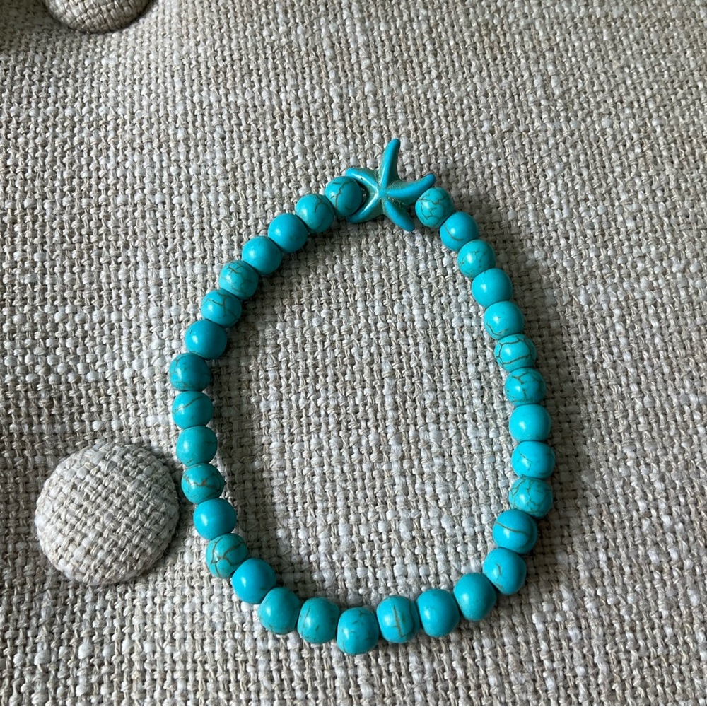 Turquoise Beaded Starfish Bracelet - Women Jewelry